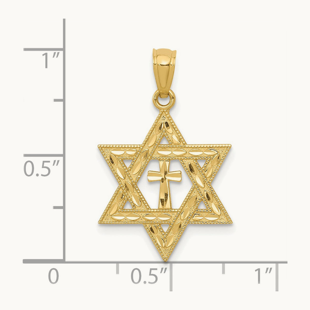 Diamond-cut Star of David w/Cross Pendant, 14K