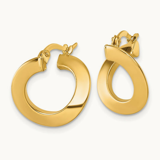 Polished Twisted Earrings, 14K