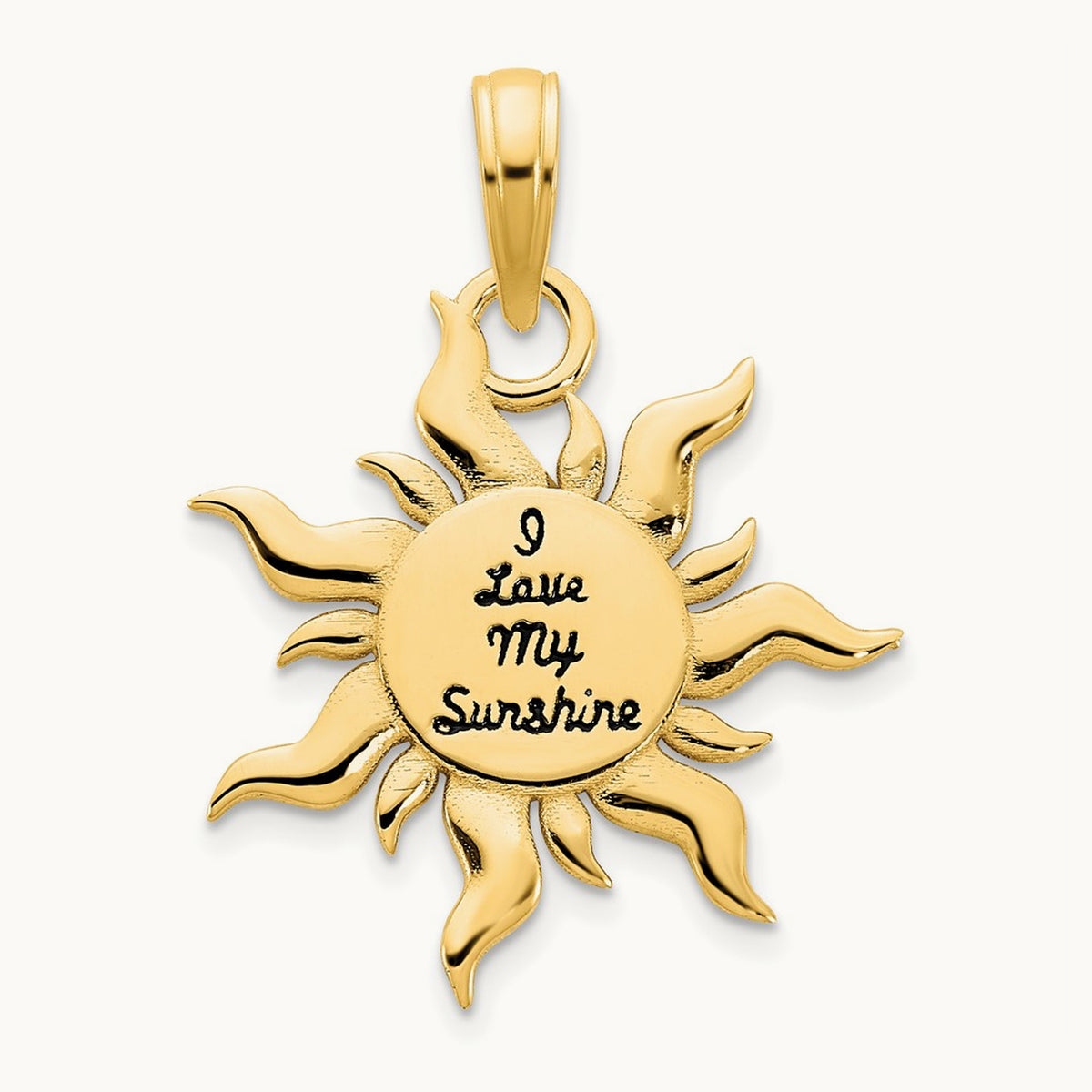 Epoxy I LOVE MY SUNSHINE Sun Pendant, 14K