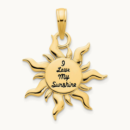 Epoxy I LOVE MY SUNSHINE Sun Pendant, 14K
