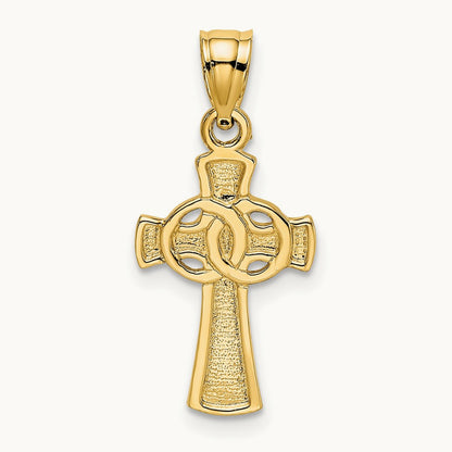 Solid Cross w/ Eternity Rings Cross Charm, 14K