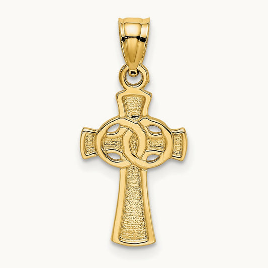 Solid Cross w/ Eternity Rings Cross Charm, 14K