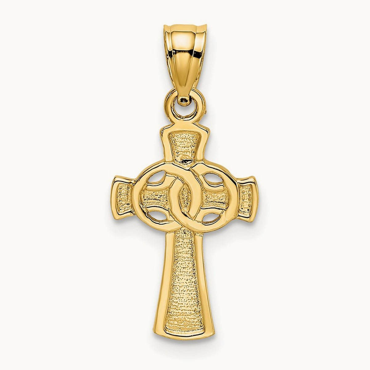 Solid Cross w/ Eternity Rings Cross Charm, 14K