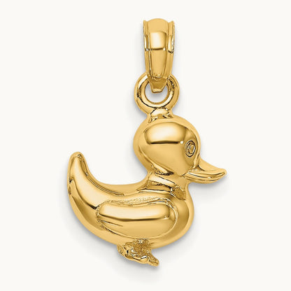 3-D Duckling Charm, 14K