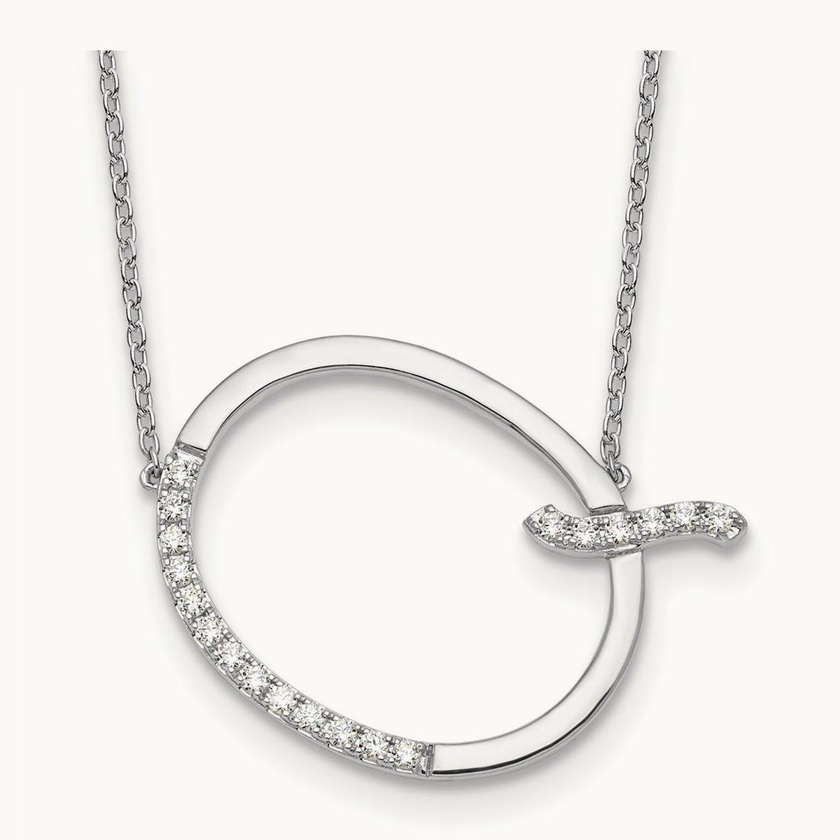 Sideways Diamond Necklace — 14K White Gold, Q