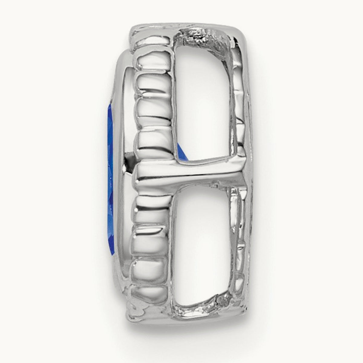 Oval Sapphire Chain Slide, 14K White Gold