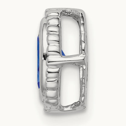 Oval Sapphire Chain Slide, 14K White Gold