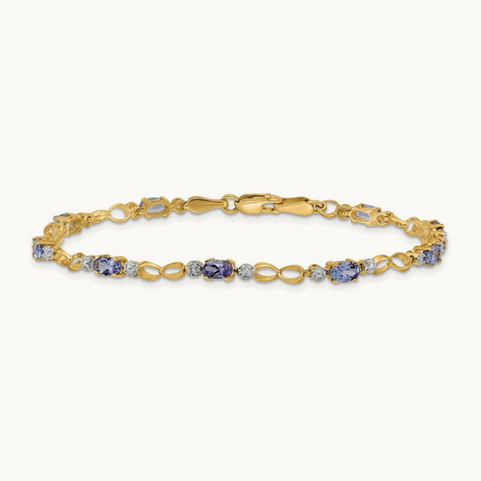 Open-Link Diamond/Tanzanite Bracelet, 14K