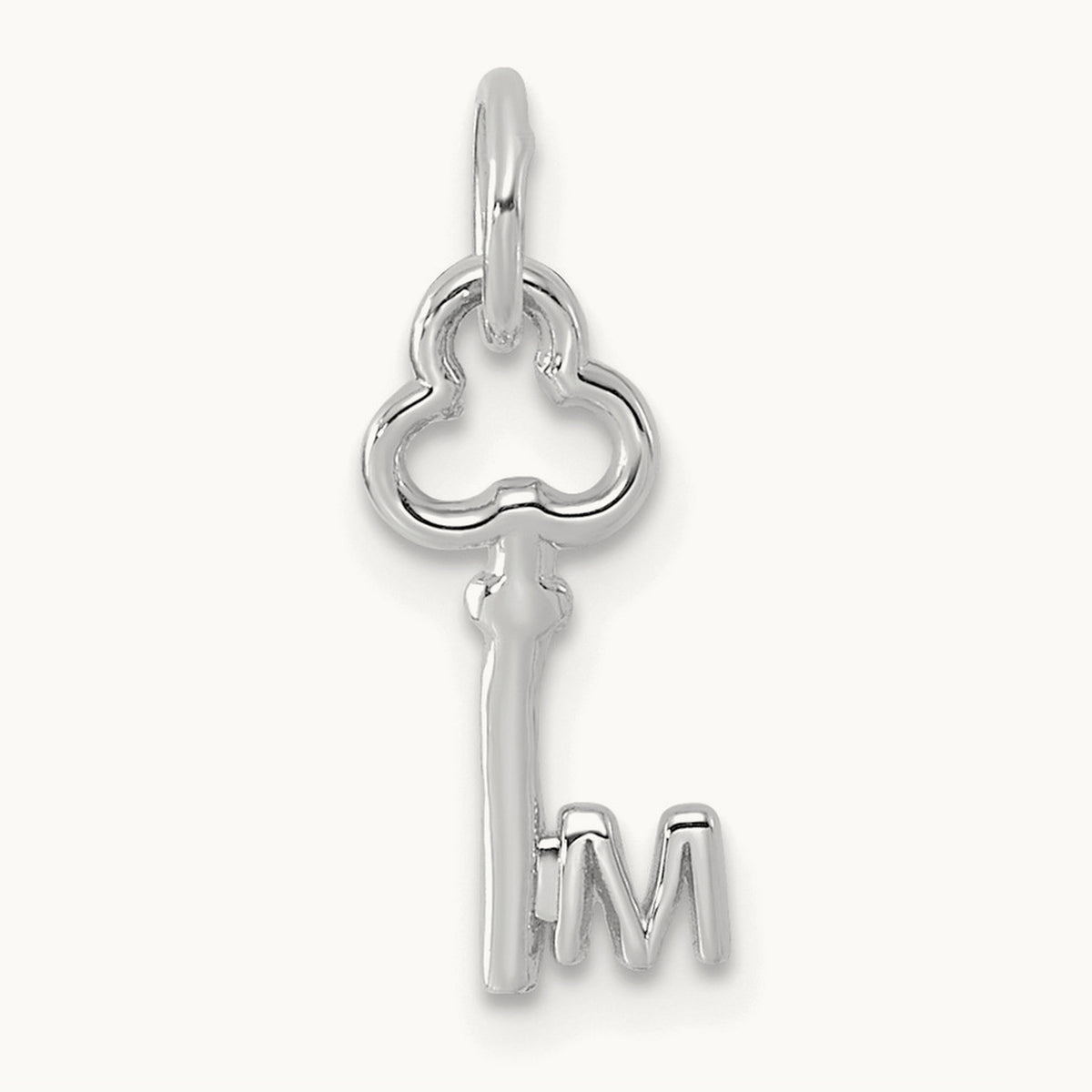 Key Initial Charm — 14K White Gold, M