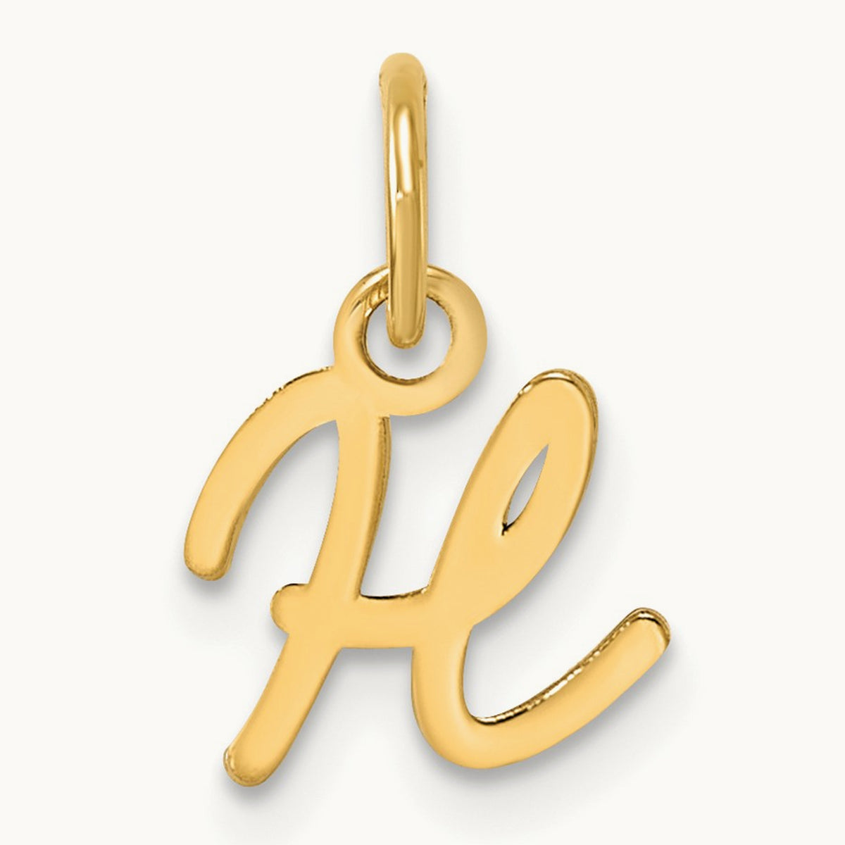 Uppercase Initial Charm — 14K Yellow Gold, H