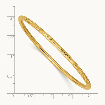 Polished Diamond-cut Slip-on Bangle — 14K Yellow Gold