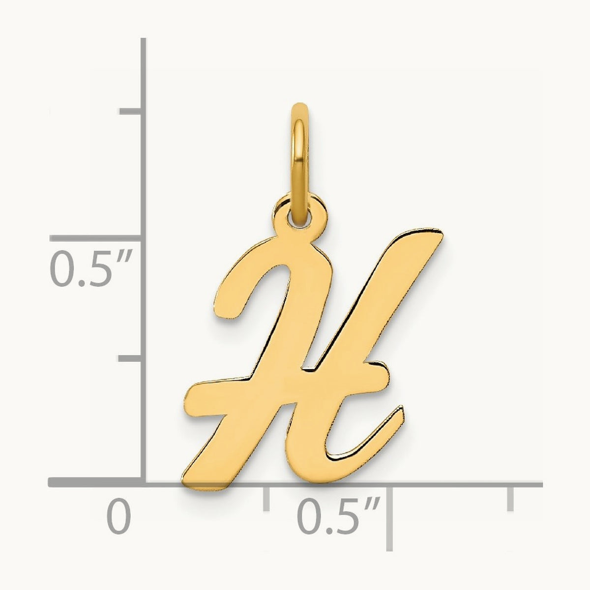 Medium Script Initial Charm — 14K Yellow Gold, H