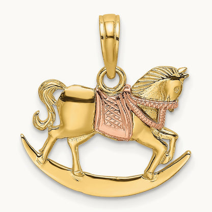 Rocking Horse w/ Saddle Charm, 14K Two-tone