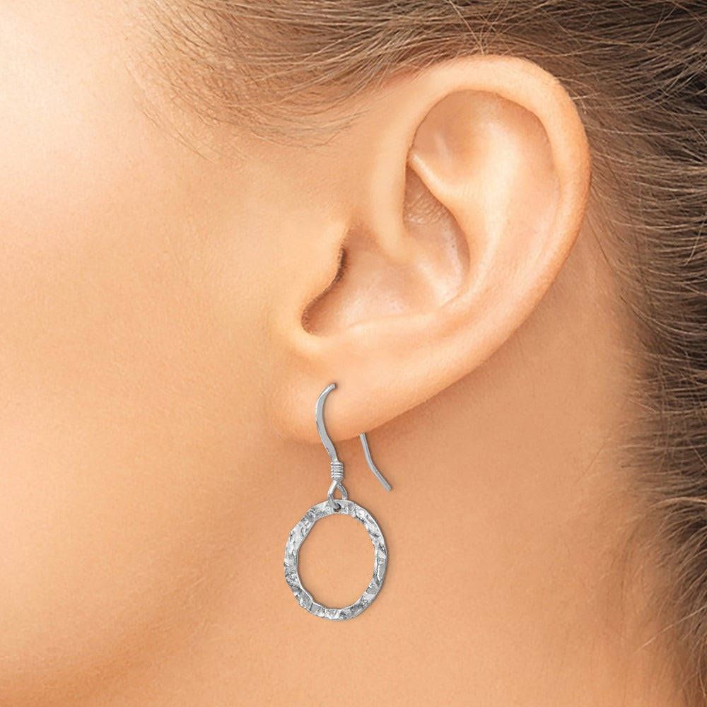 Rhod-pltd Textured Shepherd Hook Dangle Earrings — Leslie's — photo set