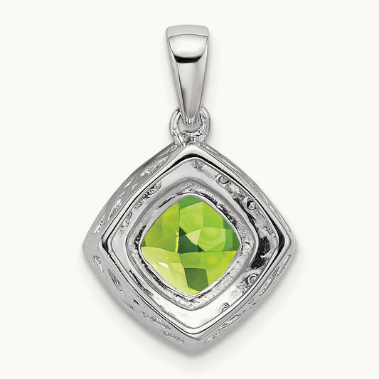 Cushion Peridot and Diamond Pendant — photo set