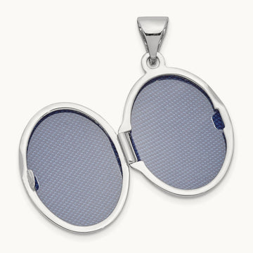 Polished Oval Locket — 14K White Gold