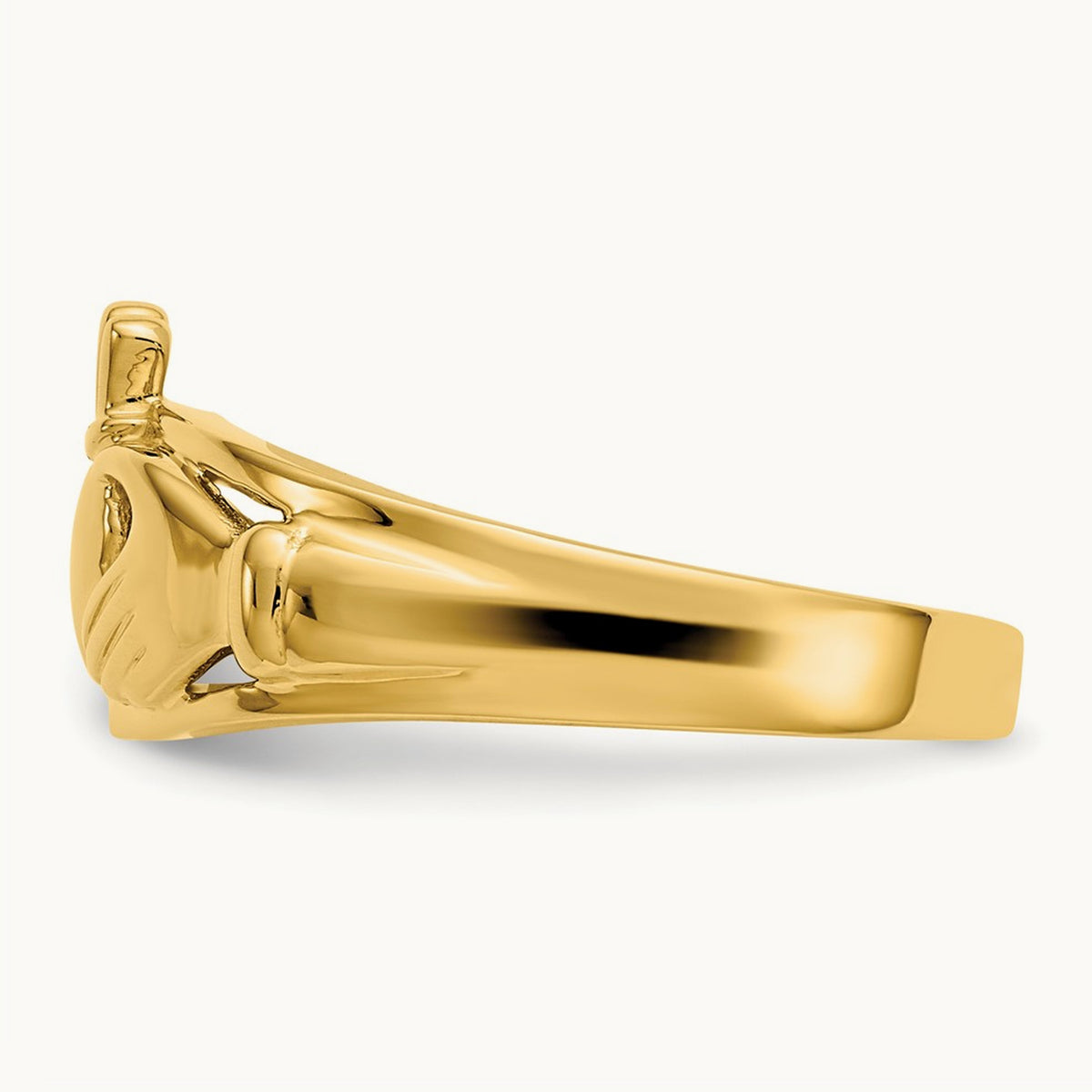 Polished Ladies Claddagh Ring, 14K
