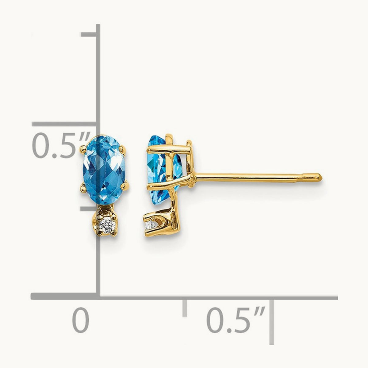 Diamond & Blue Topaz Birthstone Earrings — 14K Yellow Gold