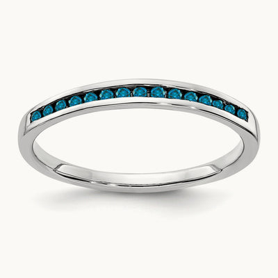 Blue Diamond Channel Band, 14K White Gold