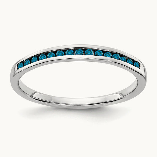 Blue Diamond Channel Band, 14K White Gold