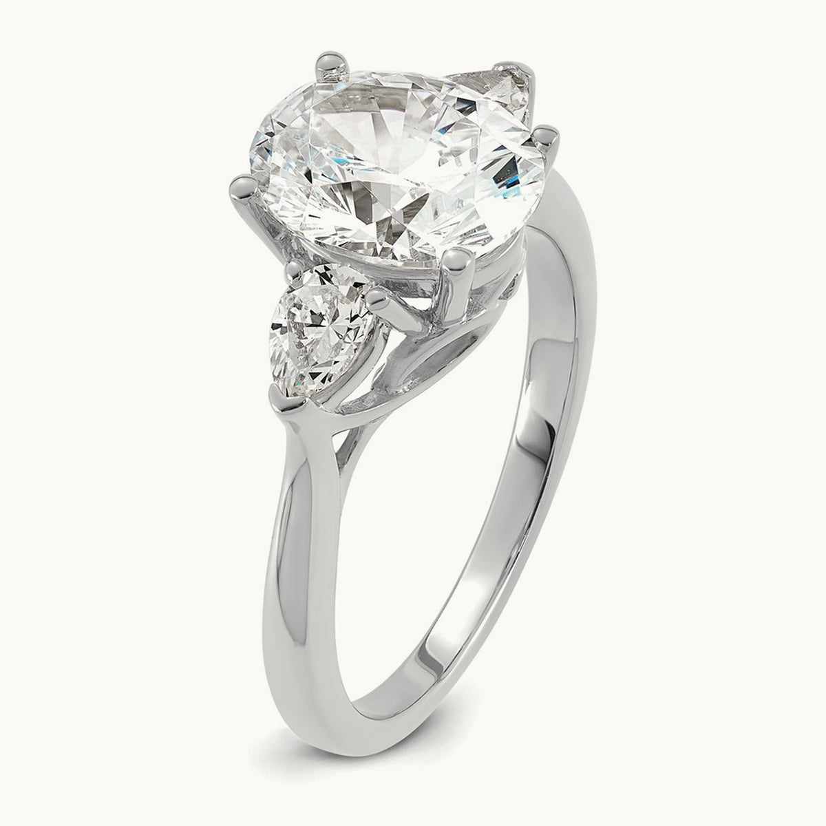 Oval/Pear 3 Stone Engagement Ring, 1.25-3.50 ct tw Lab-Grown Diamond — 2 1/2 ct, 14K White Gold
