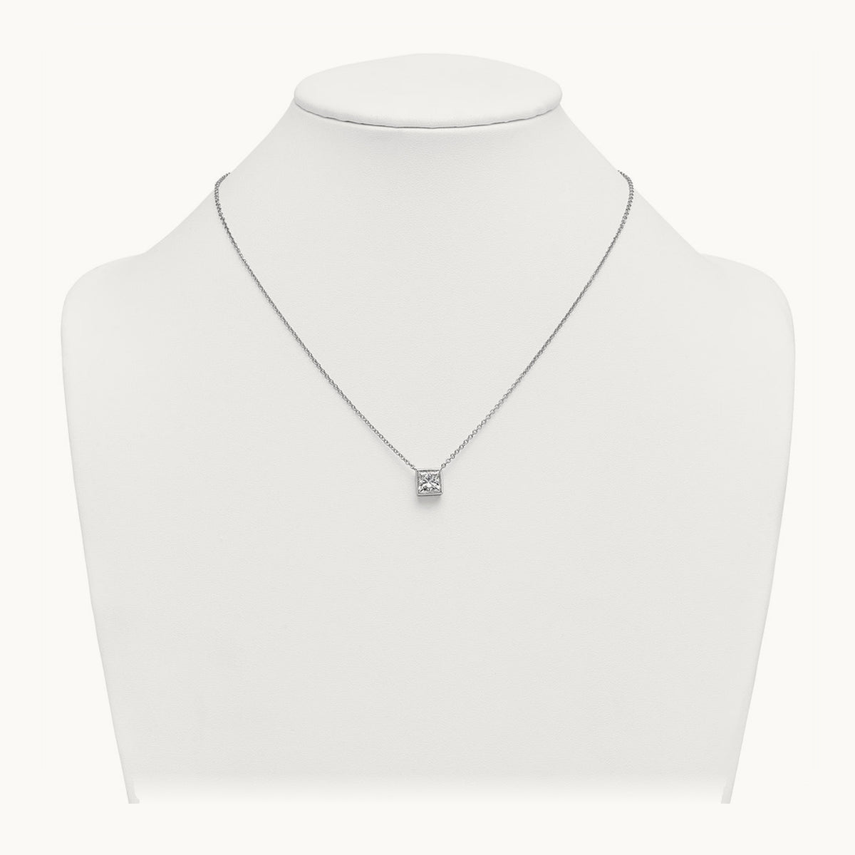 Princess Bezel Set Pendant, 1.00-4.00 ct tw Lab-Grown Diamond — 2 ct, 14K White Gold