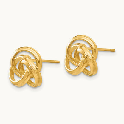 Polished Love Knot Post Earrings, 14K