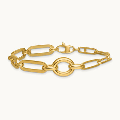 Polished 7.25in Fancy Paperclip Link Bracelet, 14K
