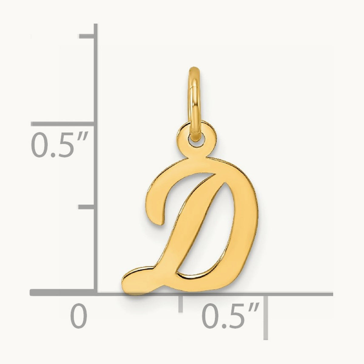 Small Script Letter D Initial Charm, 14K