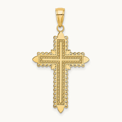 w/ Lace Border Cross Charm, 14K