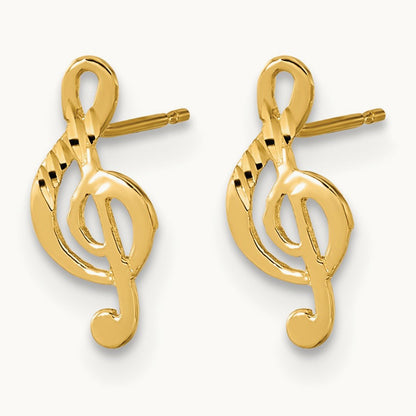 Madi K Polished Musical Note Post Earrings, 14K