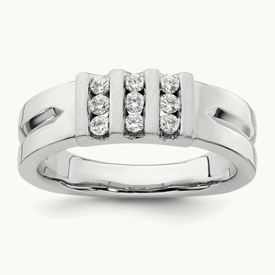Polished and Satin Men's Wedding Band, 0.25 ct tw