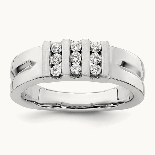 Polished and Satin Men's Wedding Band, 0.25 ct tw