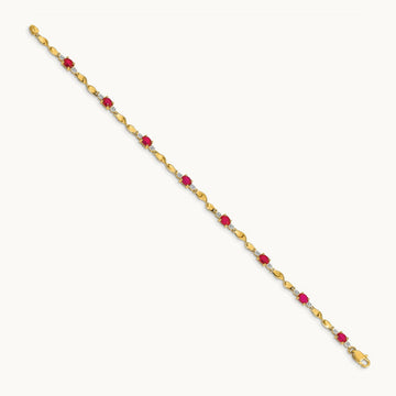 Diamond and Oval Ruby Bracelet, 14K