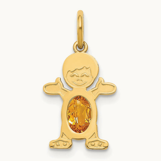 Boy 6x4 Oval Genuine Citrine-November — 14K Yellow Gold