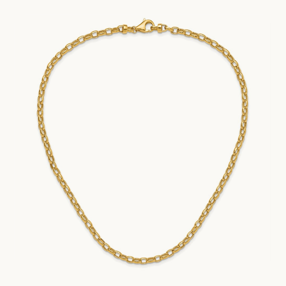 18in Polished Fancy Link Necklace, 4.5mm, 14K