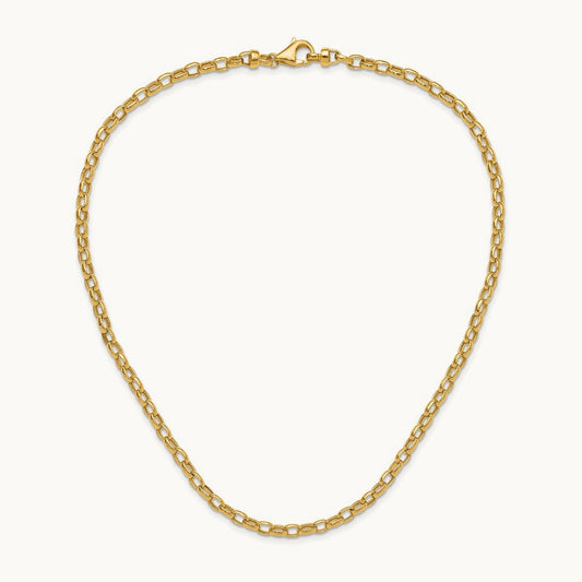 18in Polished Fancy Link Necklace, 4.5mm, 14K