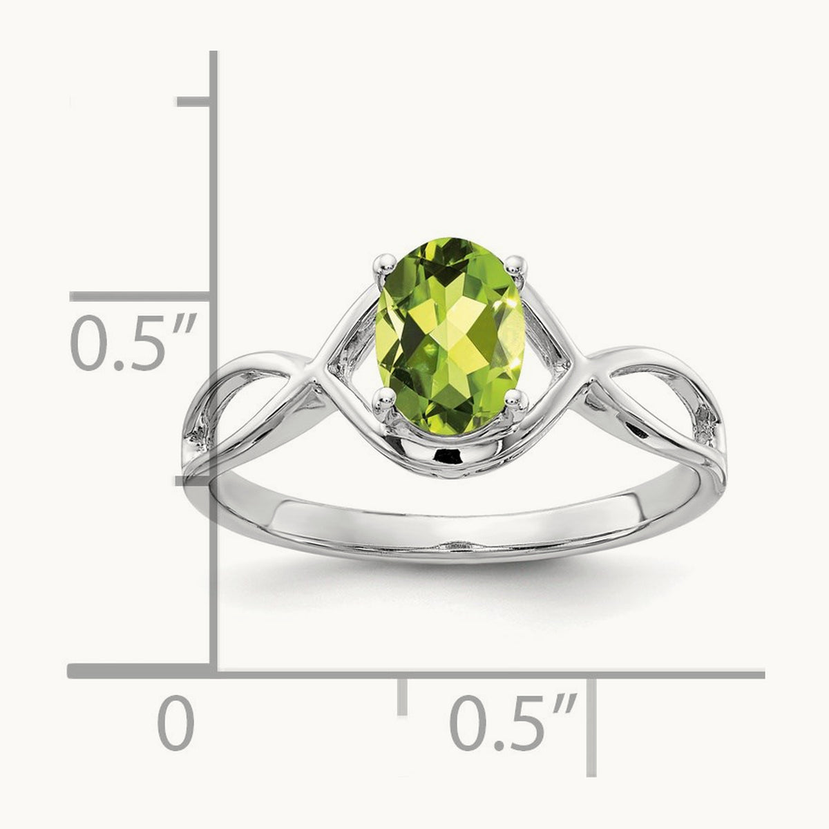 7x5mm Oval Peridot Ring, 14K White Gold