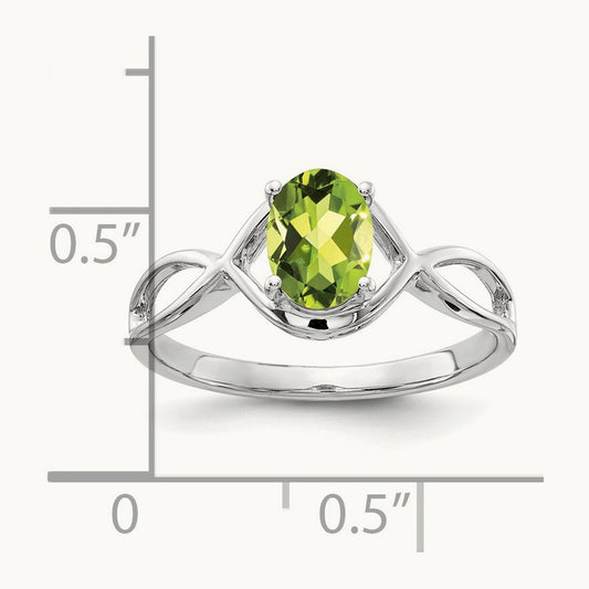 7x5mm Oval Peridot Ring, 14K White Gold