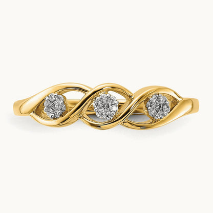 Polished Diamond Wave Ring, 14K Gold