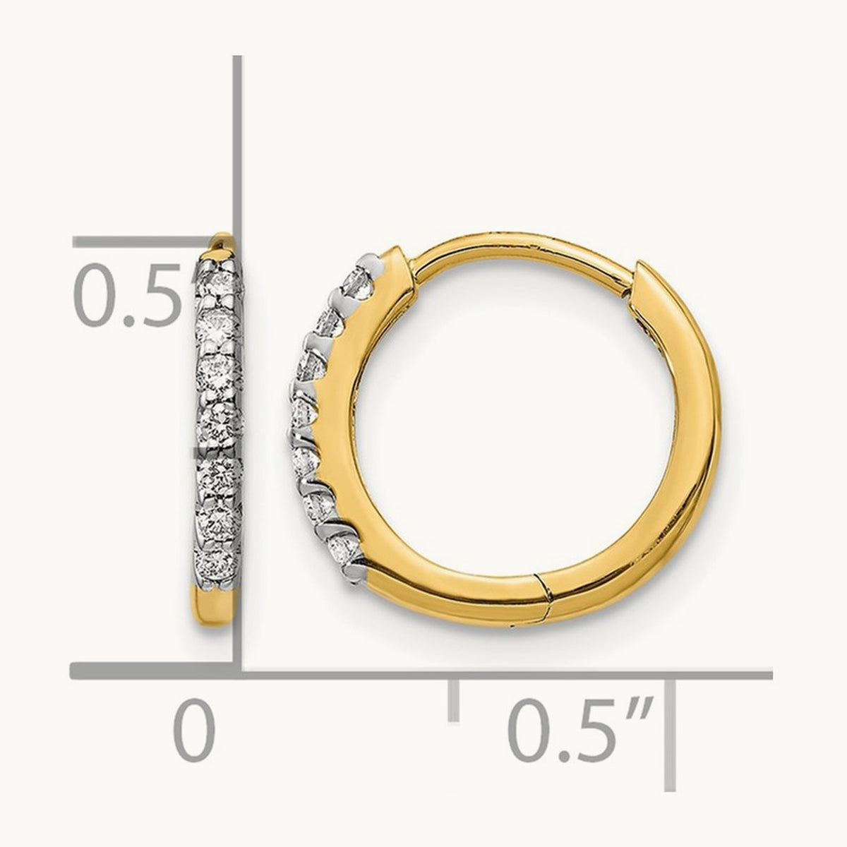 Hinged Hoop Earrings, 0.10 ct tw Lab-Grown Diamond — 14K Yellow Gold
