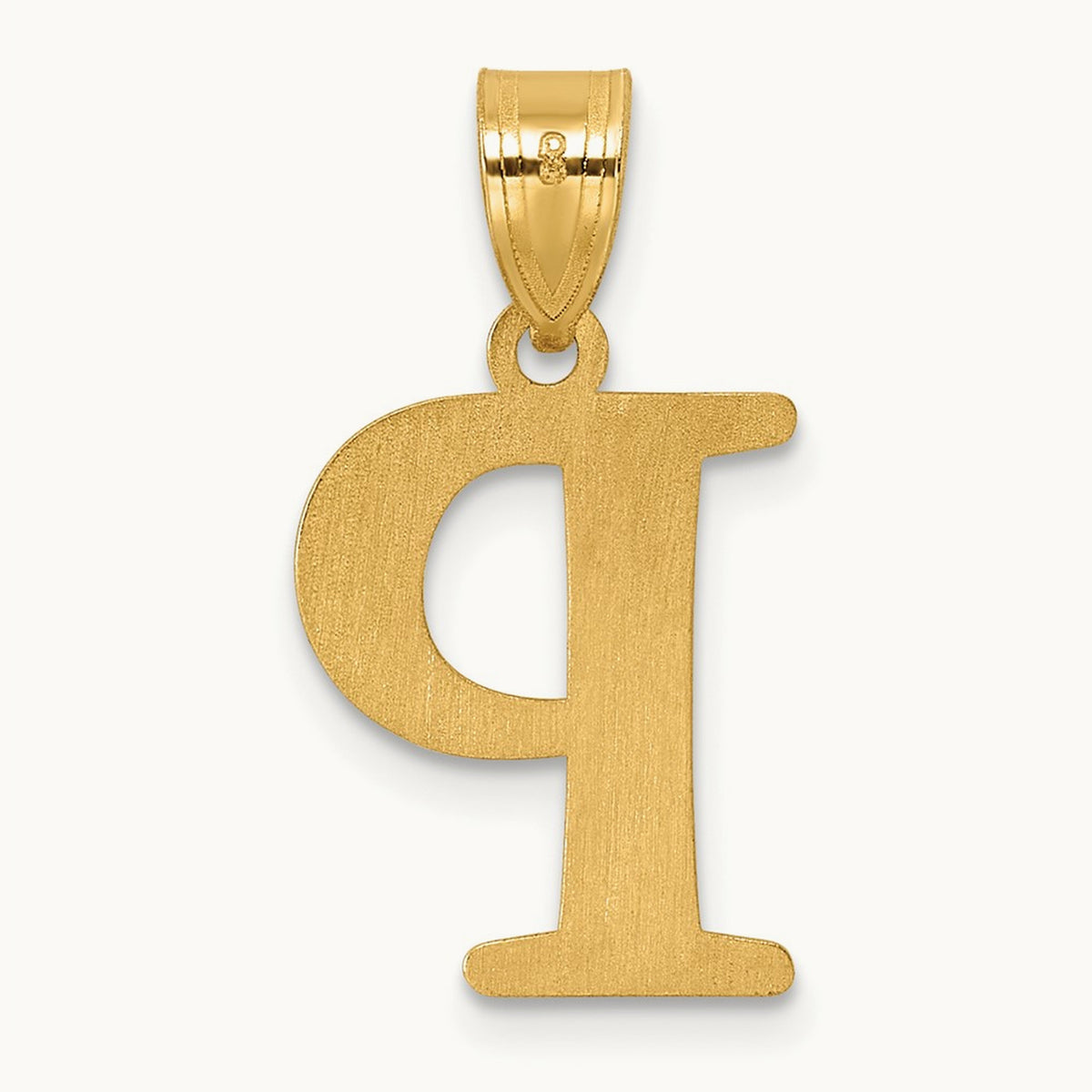 Polished Etched Letter P Initial Pendant, 14K
