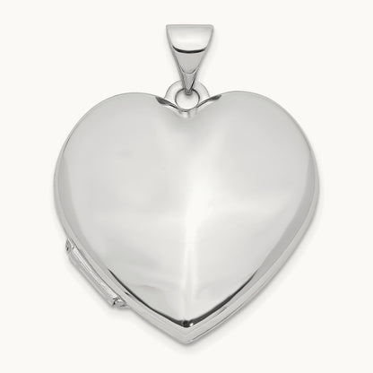 Polished Heart-Shaped Domed Locket, 14K White Gold