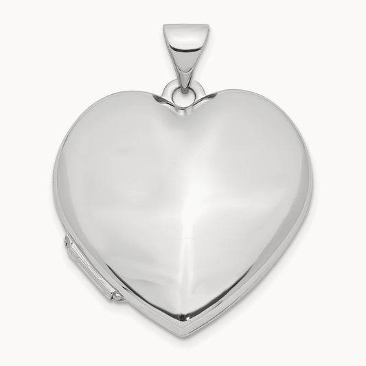 Polished Heart-Shaped Domed Locket, 14K White Gold