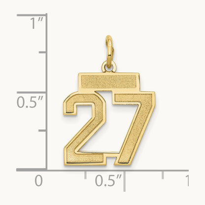 Small Satin Number 27 Charm — 14K Yellow Gold