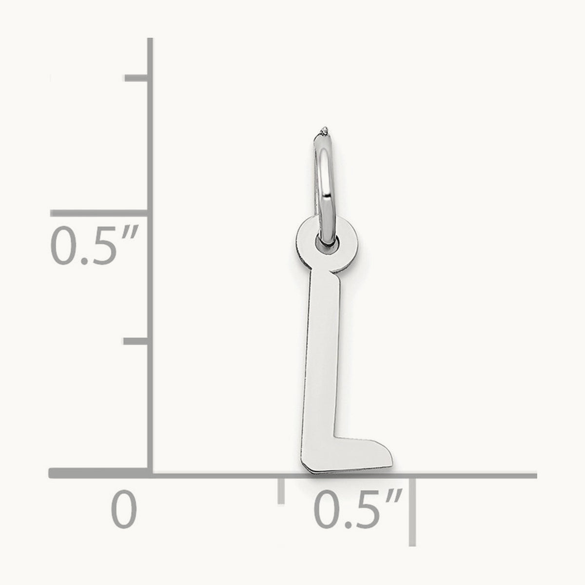 Small Slanted Block Initial Charm — 14K White Gold, L