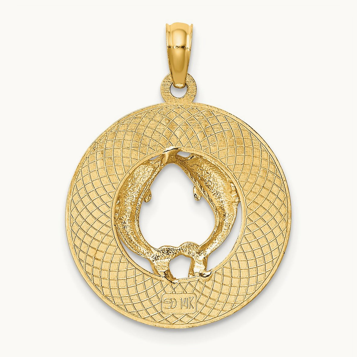CANCUN w/Dolphin Circle Charm, 14K