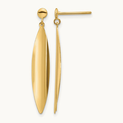 Polished Post Dangle Earrings — 14K Yellow Gold