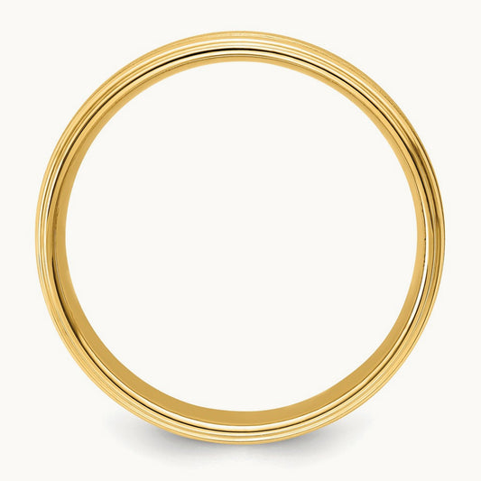Light Comfort Fit Brush Satin Fancy Band, 14K Yellow Gold