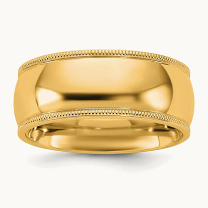 Milgrain Comfort Fit Band, 8mm, 10K Yellow Gold